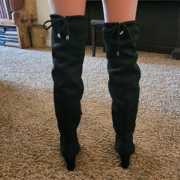 High Black Boots Over the Knee Fabric 25" High Size 7.5 NEW - Picture 3 of 11